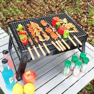 bếp ga mini du lịch BBQ Mini Field Than Home BBQ Giá ngoài trời Di động nhỏ Giá nướng BBQ đơn Bộ dụng cụ đầy đủ bếp ga du lịch mini bếp du lịch dã ngoại